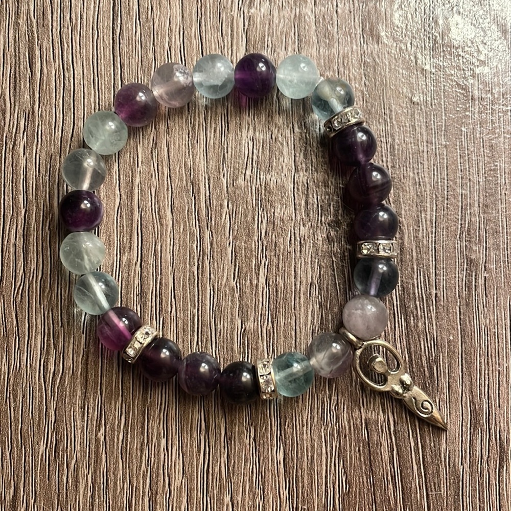 Rainbow Fluorite and Amethyst Bracelet